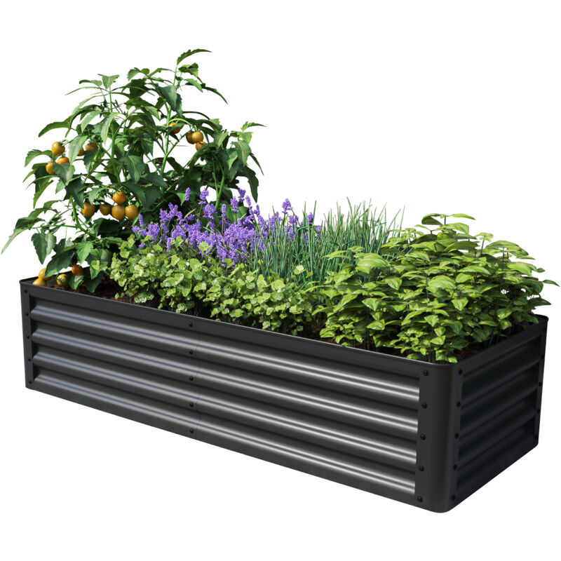 PRIMEYARD Carré potager surélevé LUCA, acier, anthracite 150x60x35 cm