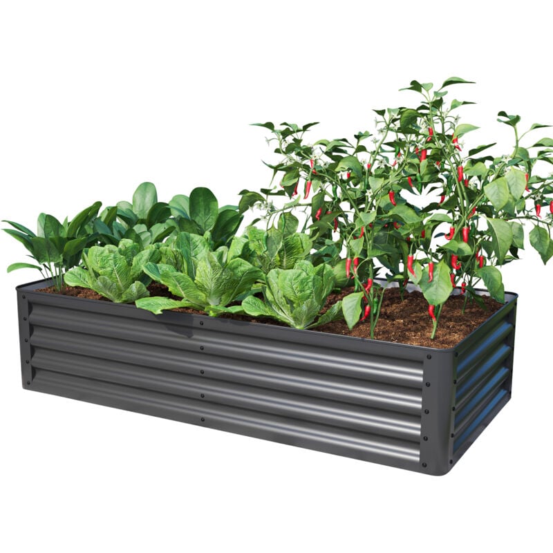 Primeyard Carré potager surélevé luca, acier, anthracite 150x75x35 cm