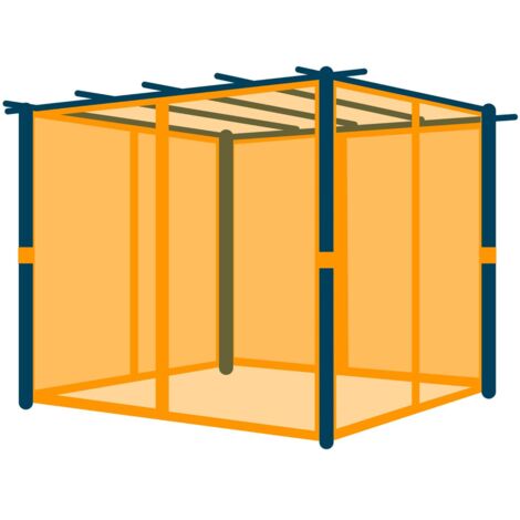 PRIMEYARD Moskitonetze für Pergola Classic 3x3 m - Polyester - mit Schienensystem und Reißverschluss - grau