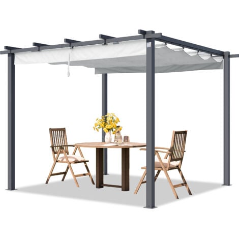 INTENT24 PRIMEYARD Pergola 3x3 m Terrassenüberdachung mit grauem Schiebedach Stahlrahmen