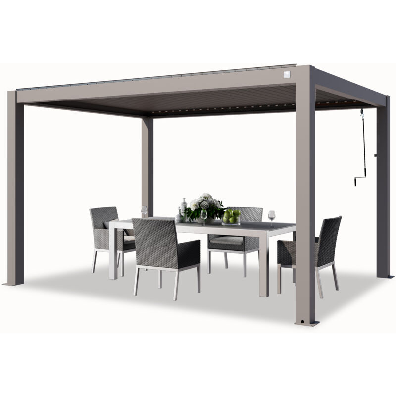 Toolport - primeyard Pergola 3x4 m poteaux en aluminium avec lames orientables en aluminium pavillon gris