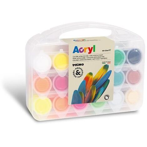 PRIMO MOROCOLOR Colori Acrilici 18pz 25ml Fluo e Metallizzati in Valigetta