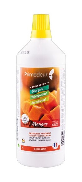 PRIMODEUR - Détergent désinfectant surodorant 3D - mangue - 1 L