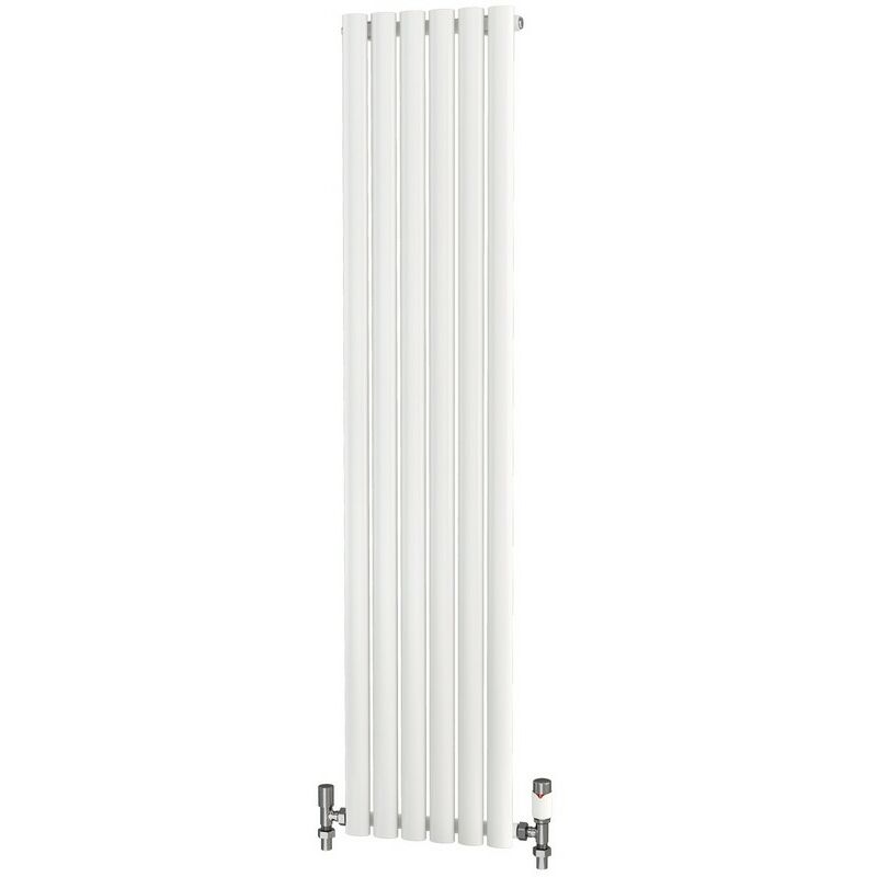 Elliptical Tube Steel White Vertical Designer Radiator 1600mm x 354mm Single Panel - Central Heating - Primus
