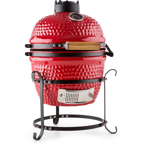 main image of "Prince-sized Kamado Grill Ceramic Grill Oven 11" Smoker BBQ Slow Cooking red"