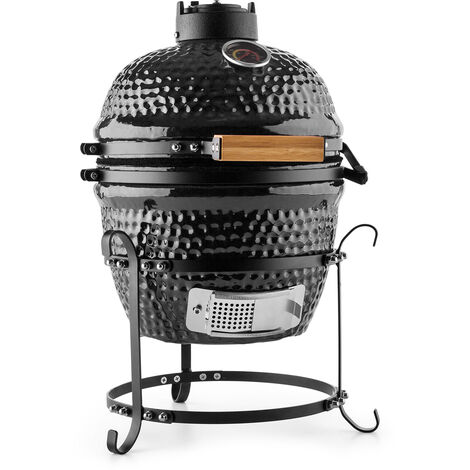 Princesize Kamado-Grill Barbecue en céramique Grille de barbecue en acier inoxydable Barbecue fumoir BBQ noir