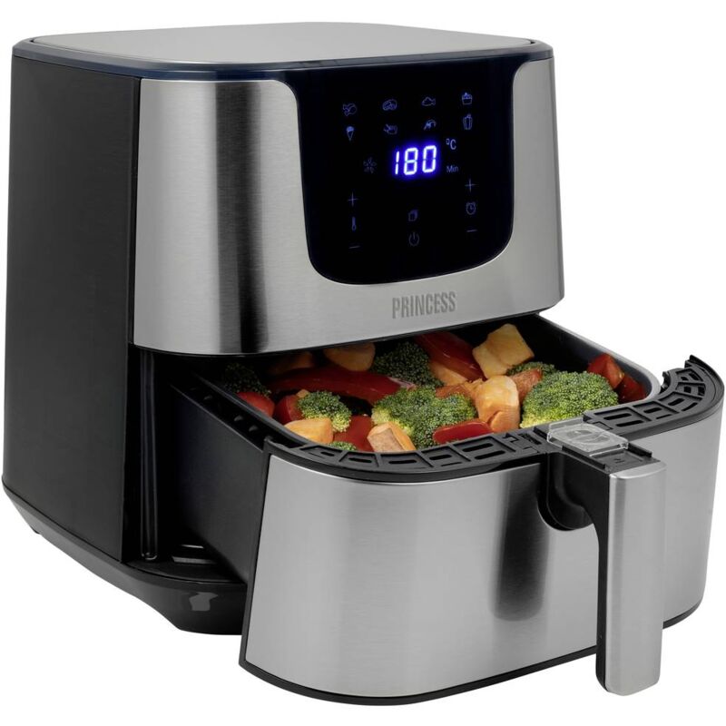 Princess - 01.182060.01.001 Friteuse à air chaud 5.5 l 1700 w revêtement anti-adhésif, fonction minuteur, protection cont