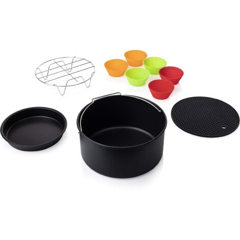 Princess 182011 Set Aerofryer 3.2 L Set di 10 Accessori per Friggitrice Ad Aria Calda, Nero
