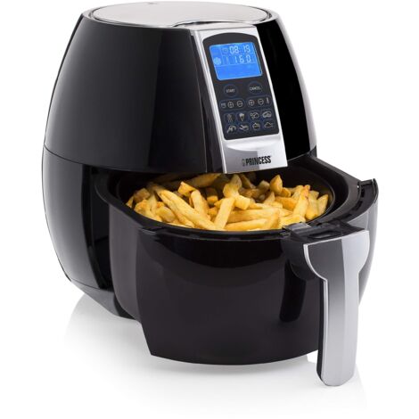 Princess Friggitrice ad Aria Calda XL 182020, 1500 W, 3.2 Litri, Airfryer senza BPA, 8 Programmi di Cottura, Griglia Inclusa, Nero/Argento