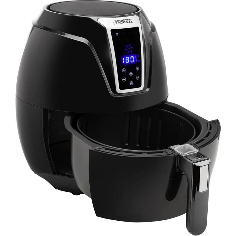Princess - 01.182021.01.001 Friteuse à air chaud 3.2 l 1400 w avec écran, revêtement anti-adhésif, fonction minuteur noir