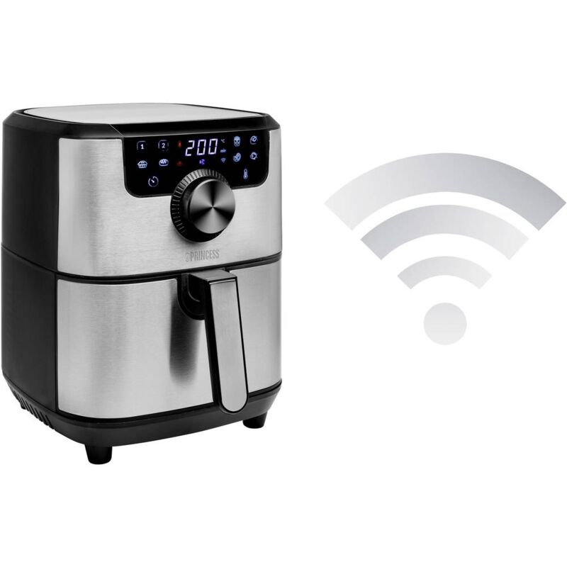 Princess - 01.182037.01.001 Friteuse à air chaud 4.5 l commandable par application, fonction minuteur noir, argent