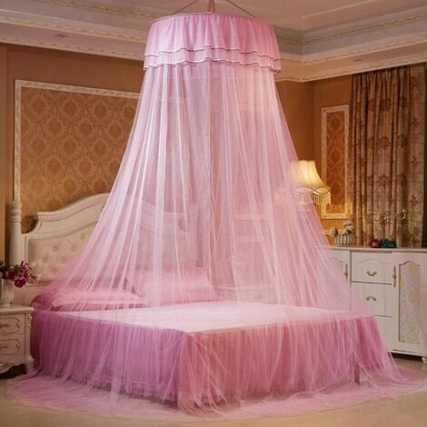 Princess Moskitonetz für Bett, 4-farbige LED-Lichterkette für Himmelbett für Baby, Kinder, Mädchen oder Erwachsene. 1 Eingang, für Einzel- bis Kingsize-Betten