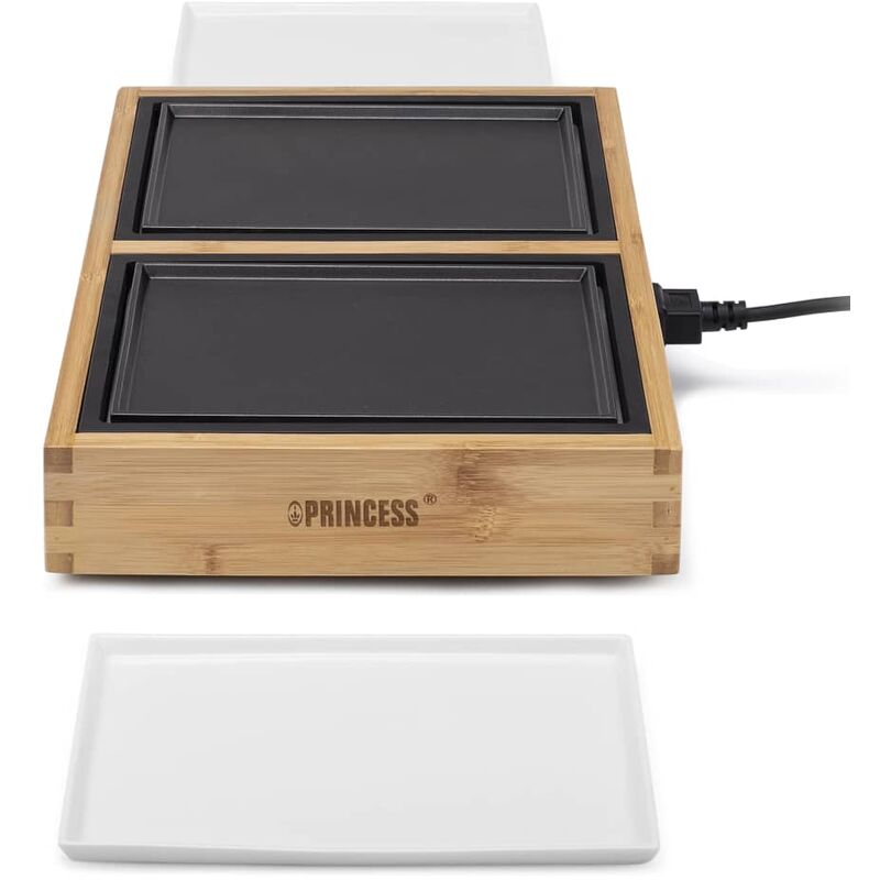 

Princess Plancha de mesa Dinner4Two Pure metal y madera de bambú 420W - Negro