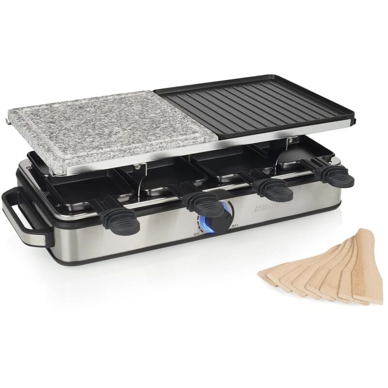 

Princess! - Princess Raclette con piedra grill para 8 personas Deluxe 1400 W - Plateado