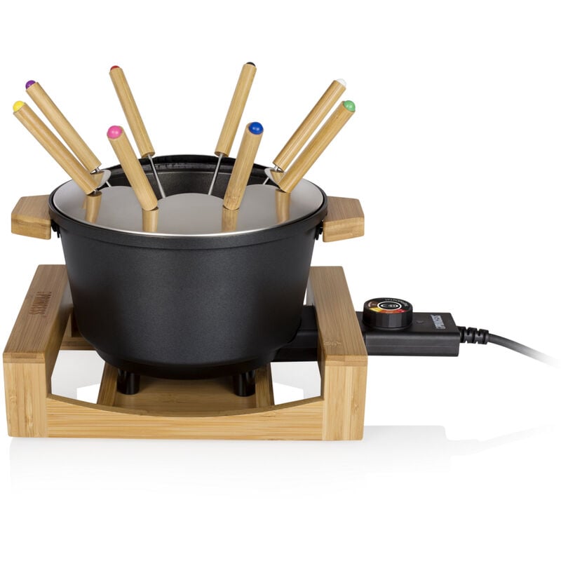Princess - fondue 800w 8 tenedores de bambú y aluminio fundido negro - 173025-01-001