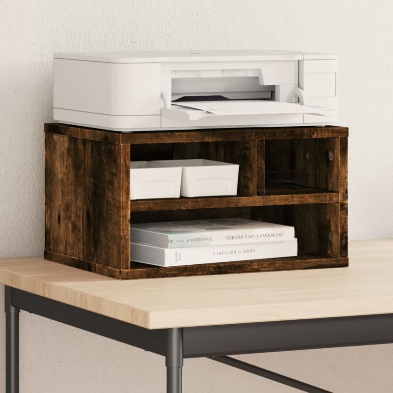 Printer Stand Smoked Oak 40x32x22, 5 Cm Engineered Wood Vidaxl