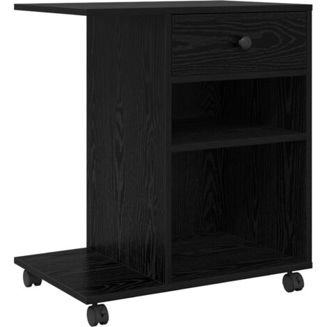 Printer Stand Plain Black Oak 60 x 40 x 68.5 cm Engineered Wood vidaXL