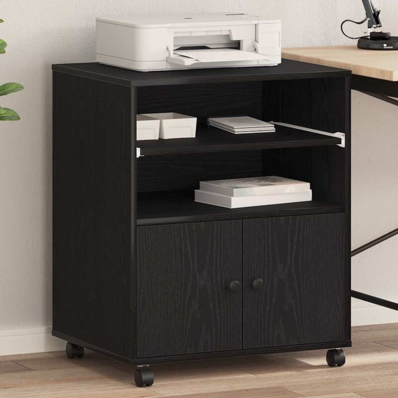 Vidaxl - Printer Stand Black oak 60 x 48 x 74 cm Engineered wood