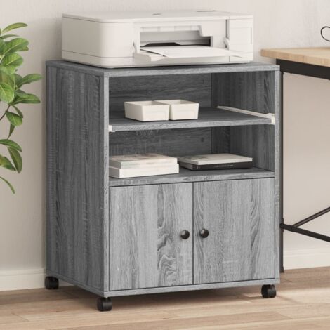 Printer Stand with Wheels Grey Sonoma 60x48x74 cm vidaXL