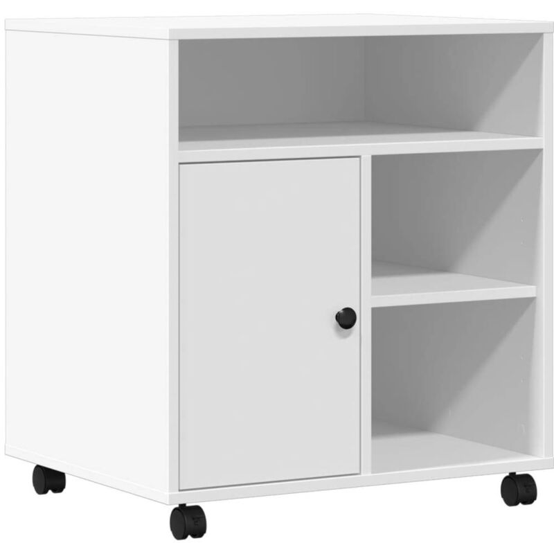 Printer Stand with Wheels White 60x50x67 cm Vidaxl
