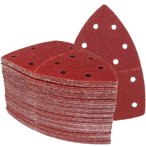 Prio-Triangles de Ponçage 60 pièces 11 trous 105 x 152 mm Mixpack (10 x grain 40/60/80/120/180/240 chacun) pour ponceuses multiples Feuilles Abrasives Papier Abrasif Ternel