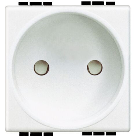 Prise 2 Poles 16A 250V Livinglight Connexion vis Blanc 2 modules BTICINO N4143
