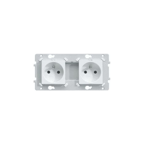 Prise 2 postes - Double - 2P+T - Essensya - Hager - Blanc - WE122