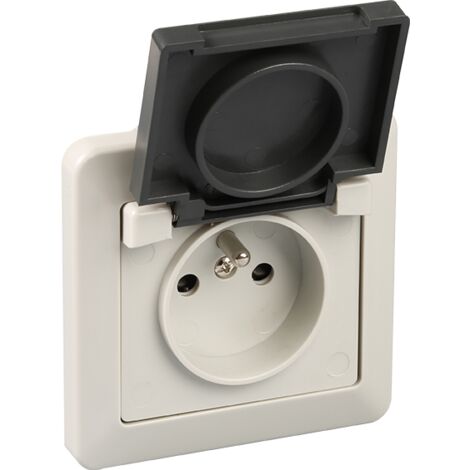 Prise 2 postes + T enc.e IP44 gris EUR'OHM 60760