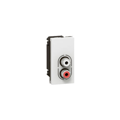 Prise 2 RCA femelle Mosaic 1 module pour liaison audio stéréo blanc LEGRAND 078753