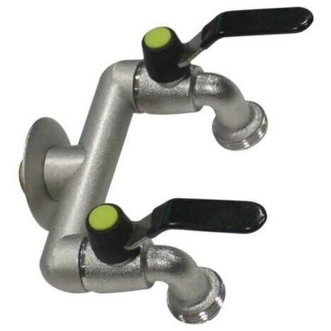 Prise 2 robinets 3/4F et 3/4M – Laiton chromé résistant à la corrosion – Raccords filetés mâles et femelles – Vanne à double boule coudée - OTT 464 B