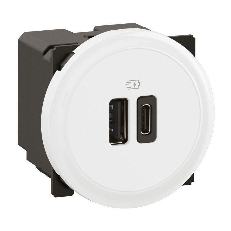 Prise 2 usb Céliane 15W Type-A+C complet Blanc format Dépôt (CF0153)