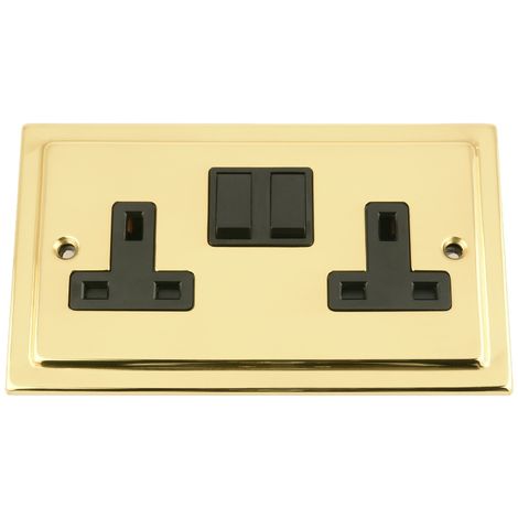 Single Plug Prise murale victorienne Laiton 1 Gang Électrique Poli Miroir Laiton