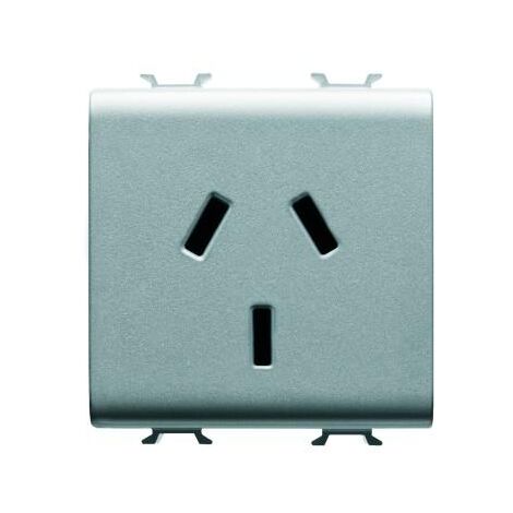 PRISE 2M 2 P+T 10A STD ARGENTIN TITANE GEWISS GW14301