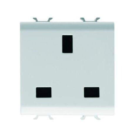 PRISE 2M 2 P+T 13A STD ANGLAIS BLANC GEWISS GW10296