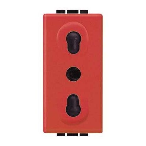 Prise 2P+T 10/16A 250 V AC Rouge/Anthracite Livinglight L4180R