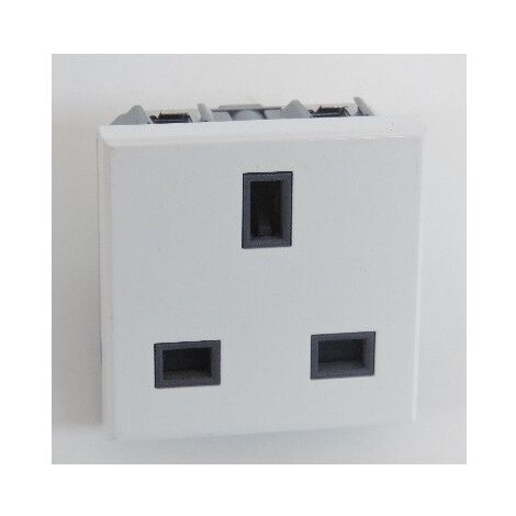 Prise 2P+T 13A standard britannique blanche 2 modules 230V bornes auto AXOLUTE BTICINO HD4150