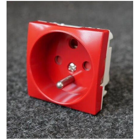 Prise 2P+T 16A à detrompage mecanique rouge 90° bornes vis mecanisme 45x45mm ALTIRA