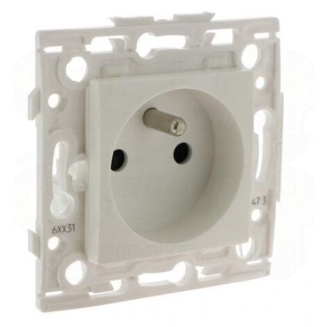 Prise 2P+T 16A blanc lumiere bornes auto fixation vis (sans plaque) 250V série ESPACE ARNOULD 60131