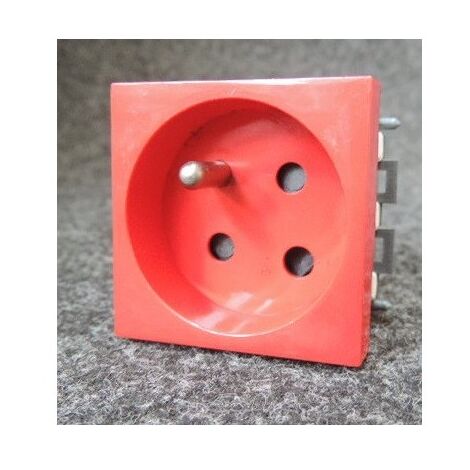 Prise 2P+T 16A détrompée 250V rouge incliné à 45° pour goulotte format 45x45 conexel² 6121330 REHAU 202754