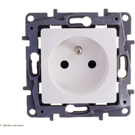 Prise de courant 2 pôles bornes auto Legrand Niloe Pur Blanc - avec OU sans Terre