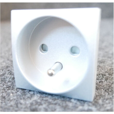 Prise 2P+T 16A fixe a 90° couleur aluminium mecanisme 45x45mm sans support ni plaque ALTIRA