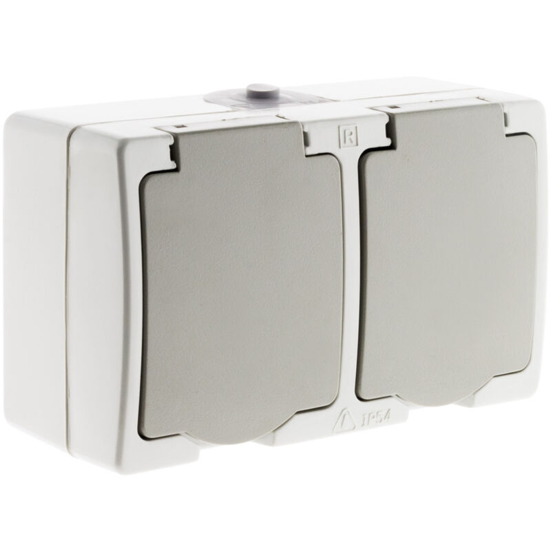 Lot de 5 doubles prises 2P+T 16A - Gris Clair IP54 - Akya Zenitech