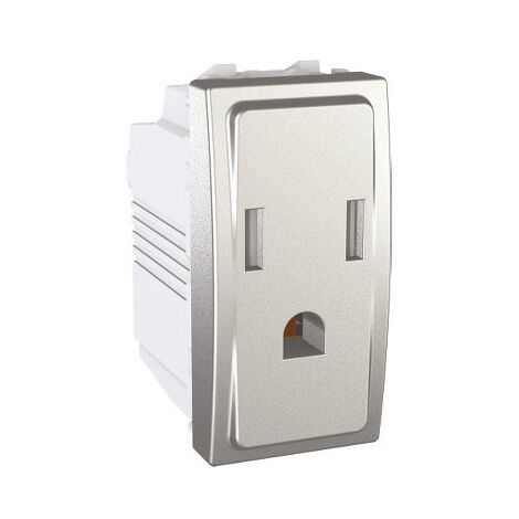 Prise 2P+T 16A norme US couleur aluminium encastré (sans support ni plaque) avec bornes auto UNICA