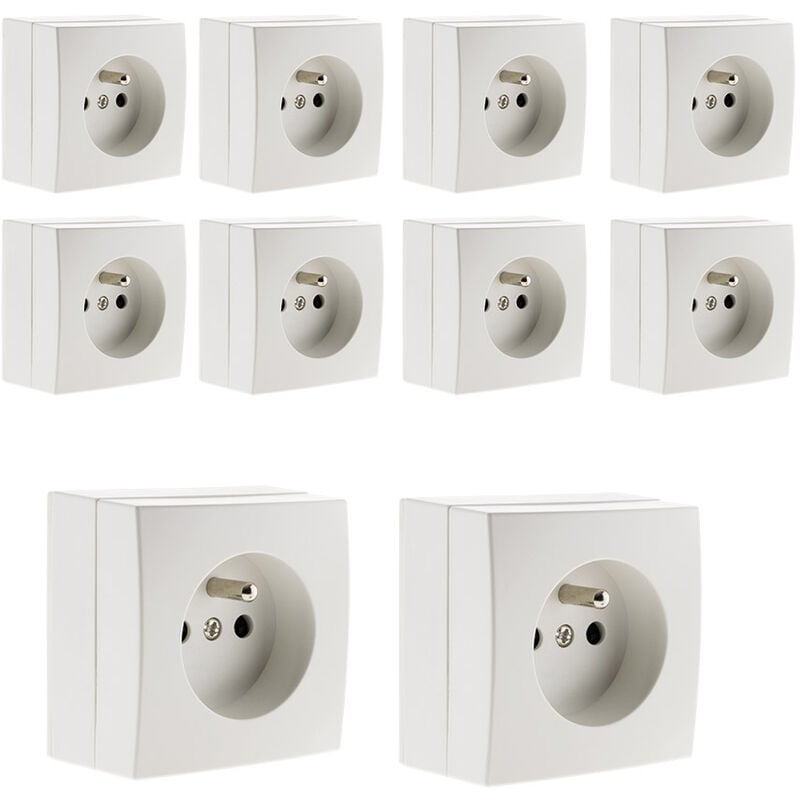 Zenitech - Lot de 10 prises 2P+T 16A saillie Bel'Vue - Blanc