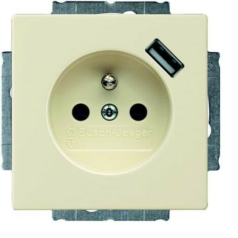 Prise 2P+T Avec Chargeur Usb Blanc Ivoire 2CKA002017A0875 ABB 589236