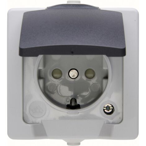 Prise 2P+T avec clapet Kopp 107856005 Nautic gris S559691