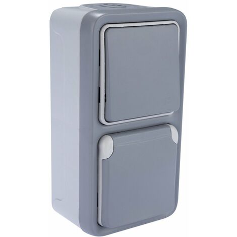 Prise 2p+t Et Interrupteur - Legrand - Plexo - Gris - Vertical