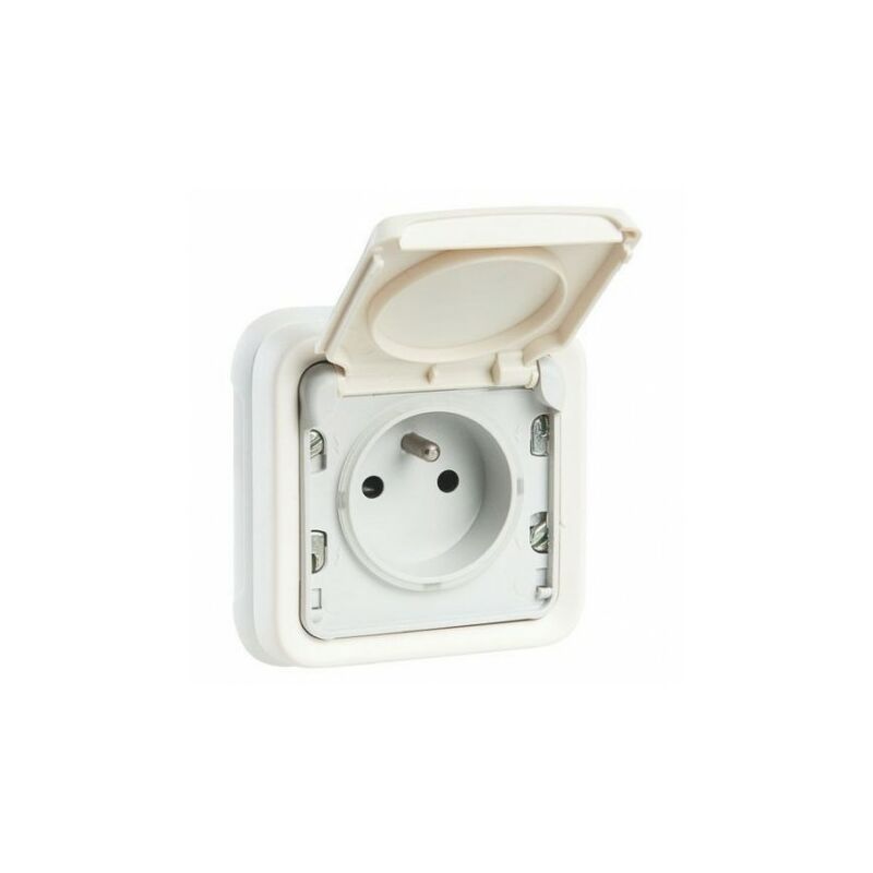 Prise 2p+t plexo complet encastre blanc