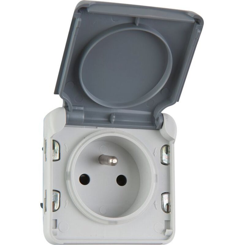 Legrand - 069621 prise de courant étanche 2P+T avec éclips de protection plexo composable IP55, 16A, 250V, blanc