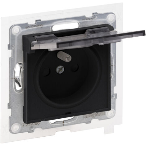 Prise 2P+Z IP44 - 16 A - 250 V - bornes automatiques - avec obturateur, BLACK SUNO